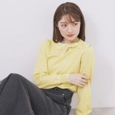 サイドリボンバイカラーニット【洗濯機OK】