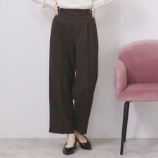 カルゼツイードストレッチワイドパンツ【洗濯機OK防シワイージーアイロン抗ピル】