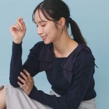 インデックス(index)のショルダービッグリボンスクエアニット【洗濯機OK】