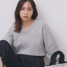 インデックス(index)の片畦Vネックボクシーパフニット【洗濯機OK】