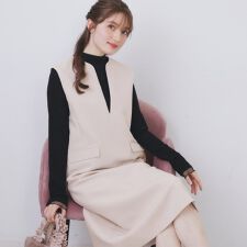 キーネックジャンスカ【洗濯機OK防シワイージーアイロン】