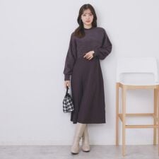 ラメフェザープルオーバーセット ニットワンピース【洗濯機OK】《XS～LL》