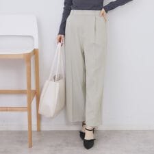 裏起毛ストレッチワイドパンツ【洗濯機OKイージーアイロン】