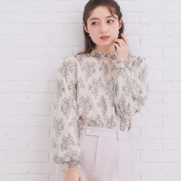 フリルハイネックレーストップス【洗濯機OK】 | インデックス(index