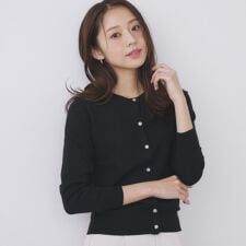 柄編みクルーネックカーディガン【洗濯機OK】《7col》