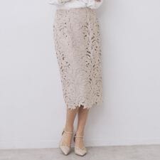 フラワーレースタイトスカート【洗濯機OK】《XS～3L》