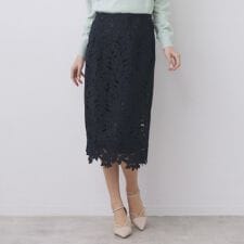 フラワーレースタイトスカート【洗濯機OK】《XS～3L》