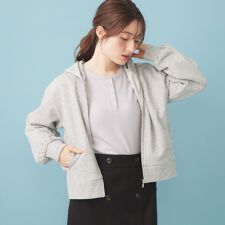 ラメ裏毛コンパクトジップパーカー【洗濯機OK】