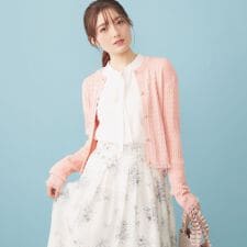 袖シアーフリルケーブルラメカーディガン【洗濯機OK坑ピル】