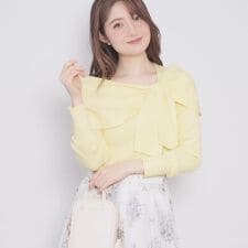 オフショルリボンリブニット【洗濯機OK】