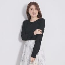 ラメシアーリブトップス【洗濯機OK接触冷感】