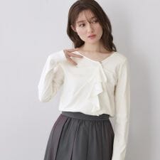 アシメラッフルフリルトップス【洗濯機OK】