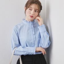 ブロードフロントフリルブラウス【洗濯機OK】《5col》