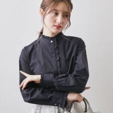 ブロードフロントフリルブラウス【洗濯機OK】《5col》