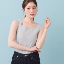 2Wayスクエアネックニットタンク【洗濯機OK坑ピル】