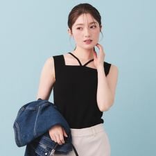 2Wayスクエアネックニットタンク【洗濯機OK坑ピル】