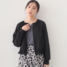 マイクロリサイクルポリエステルノーカラーブルゾン【洗濯機OK／接触冷感／防シワ】