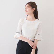 フレアスリーブバイカラートップス【洗濯機OK・接触冷感・UVケア】
