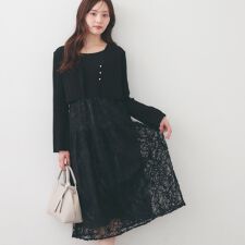 カーディガンセット ドッキングニットワンピース【洗濯機OK】