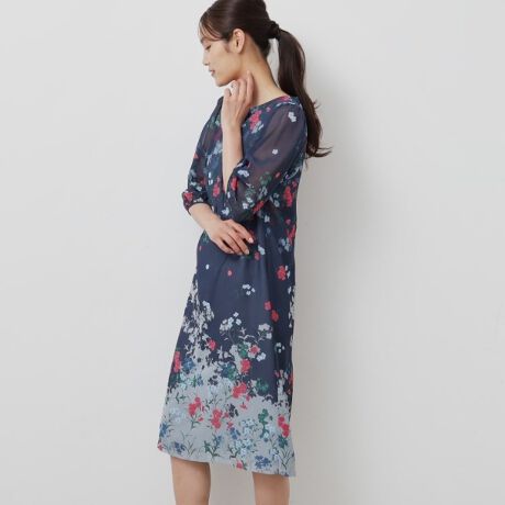 &yours project／涼しげシアースリーブ】パネル柄フラワープリント 