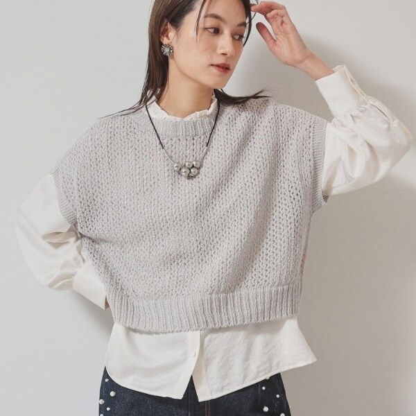 23区【洗える】エンブロイダリーニット 38 洗える／2WAY】エンブロイ