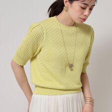 【SS～Lサイズ展開／5分袖】編地変化ニット