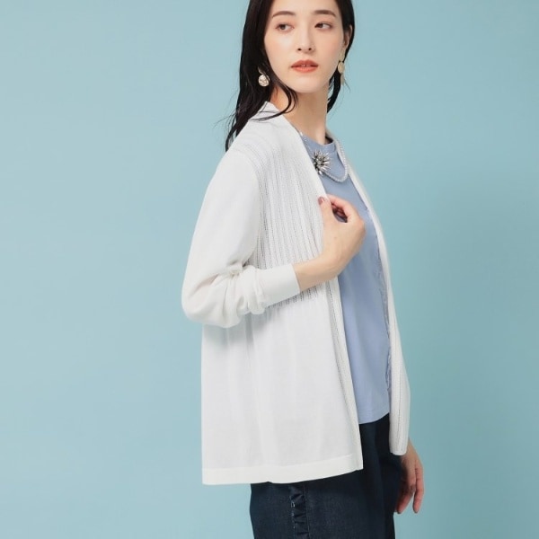 SunaUna カーディガン グレー ラメ入り 白レース スーナウーナ M