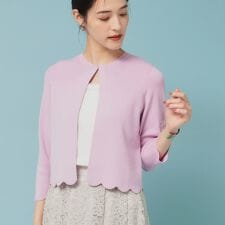 【人気シリーズ4色展開】スカラップ7分袖ボレロ