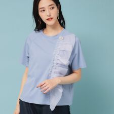 【オーガンジーラッフル】大人フェミニンTシャツ