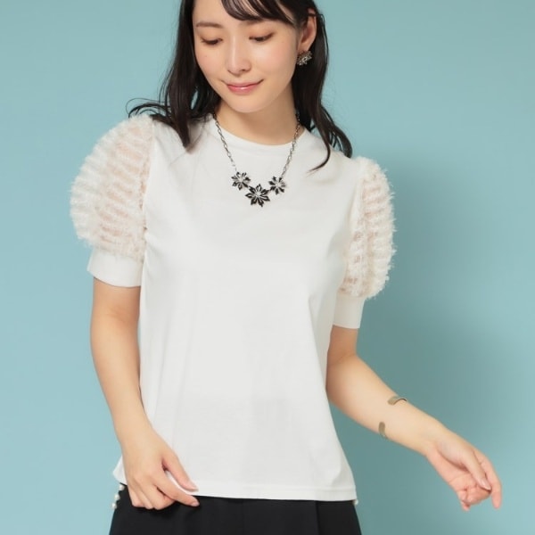 SunaUna スーナウーナ：Ｔシャツ ビジュー バタフライ 袖リボン スーナウーナ(sunauna) レディース Tシャツ・カットソー の一覧