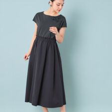 【ジャージ×タフタ／レース】異素材ドッキングワンピース