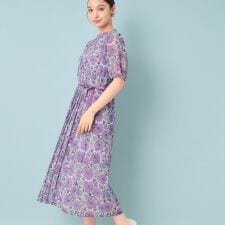 【&yours project／SS～L】レース柄プリーツワンピース