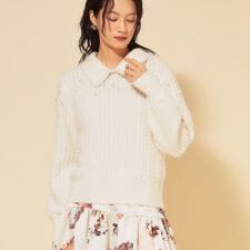 【COLLECTION LINE】衿付きパール調ニット