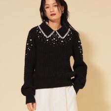 【COLLECTION LINE】衿付きパール調ニット