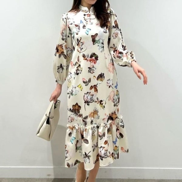 sunauna ワンピース スーナウーナ 花柄 チャイナドレス 赤 COLLECTION LINE】チャイナ花柄ワンピース | スーナウーナ(SunaUna
