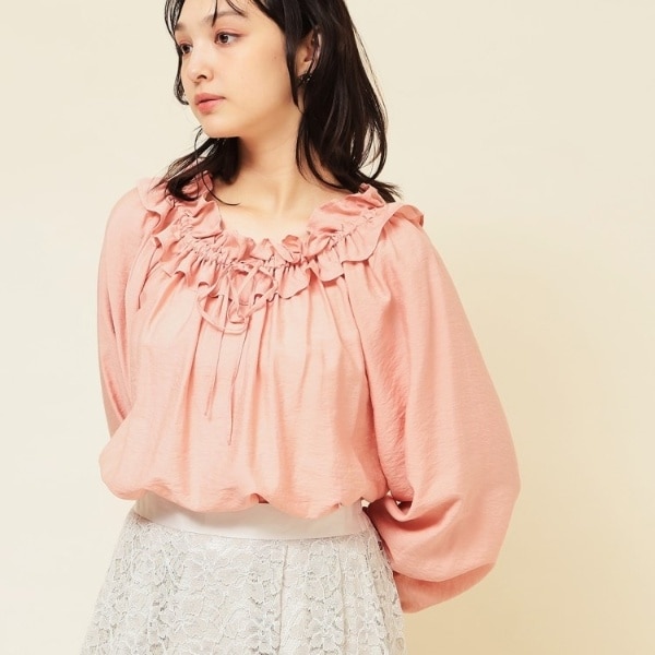 洗える】胸元タックフリル長袖ブラウス | インディヴィ(INDIVI