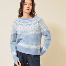 【ラメ混】ノルディック風ジャカード柄ニット