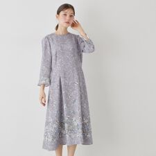 【co creation and yours／SS～L】レースプリントワンピース