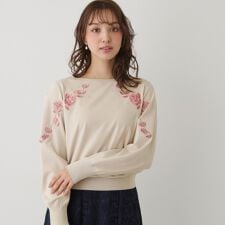 【SS～Lサイズ展開／フラワー刺繍】クラフトプルオーバー