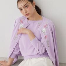 【SS～Lサイズ展開／フラワー刺繍】クラフトカーディガン