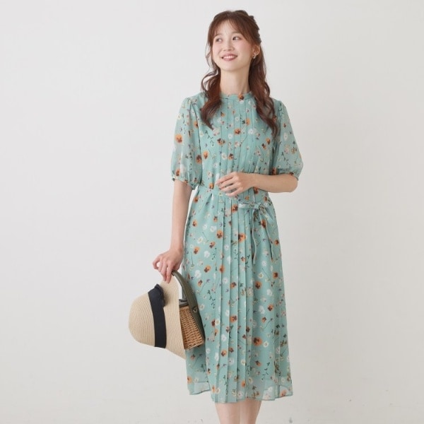 美品♪SunaUna スーナウーナ スタンドカラー 花柄 プリーツワンピース スーナウーナ(sunauna) レディース ワンピース の一覧 | マルイウェブ