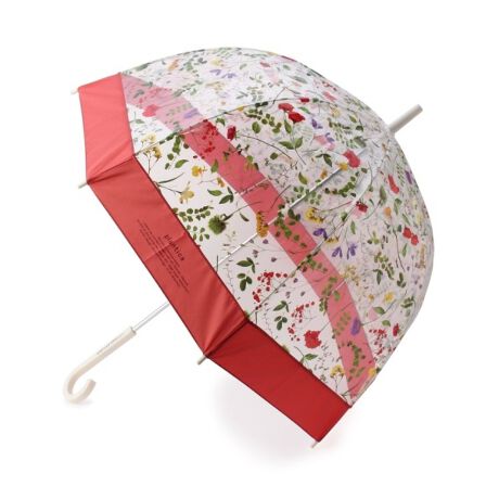 [型番：76941278]grove／Wpc.（ダブルピーシー）傘【デザイン】フラワーアート・ユニット「plantica」と共同開発したビニール傘です。クリアなベースにデザイン性に富んだフラワー柄でおしゃれにアップデートしました。ドーム型の丸いフォルムも新鮮。ロマンティックで雨の日も気分の上がるデザインです。体をすっぽり覆う活躍度の高い親骨65cmタイプです。【機能性】親骨に軽くてしなやかで折れにくいグラスファイバー（ガラス繊維）を使っています。plantica・・・花に関するアート・ファッション・ライフスタイル・カルチャー・・・それぞれの領域を繋げながら、スペースデザイン・インスタレーションアート・テキスタイルデザイン・プロダクトデザイン・アートディレクションまで手掛けるフラワーアート・ユニット。