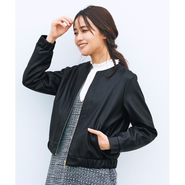 フェイクレザープリーツスカパン フェイクレザーステンミドルブルゾン セット SET UP フェイクレザーステンミドルブルゾン＆プリーツスカパン
