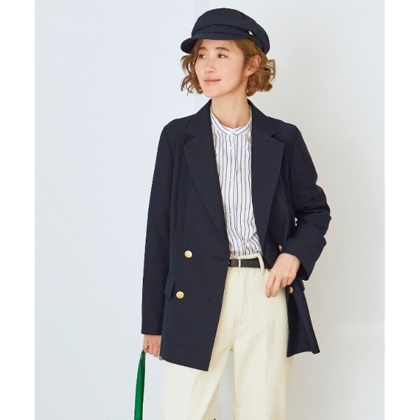 23AW　定価3.3万円 RIVE DROITE ウールライク 紺ブレ　金ボタン トラッドスタイルに大活躍!金ボタン使い紺ブレ | グローブ(grove