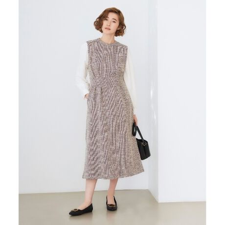 上品でふんわりカットツイードドッキングワンピース | グローブ(grove  