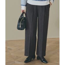 シャークスキン裏起毛スラックスパンツ