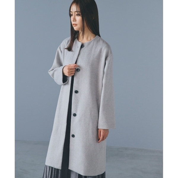ウールブレンドノーカラーロングコート | グローブ(grove) | マルイ