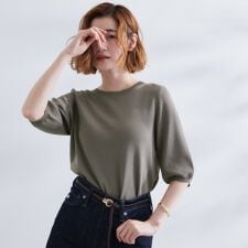 ひんやり多機能・やわらかドライタッチ五分袖プルオーバー