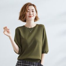 ひんやり多機能・やわらかドライタッチ五分袖プルオーバー