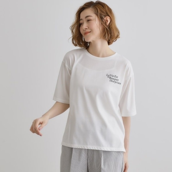 五分袖ロゴプリントTシャツ